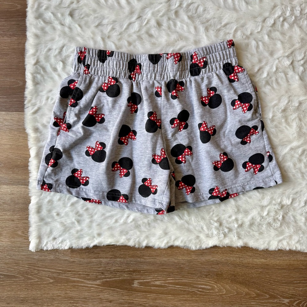 Gray Minnie Mouse Print Women’s Lounge Shorts - Elastic Waist